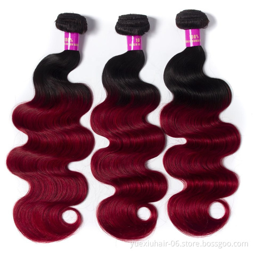 CELIE Body Wave 1B/Red Ombre Hair Extension Good Price 100% Virgin Human Hair China Hair Vendors
